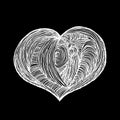 Vector image. Close-up abstract heart on an isolated black background